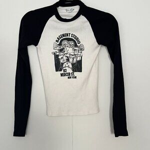John Galt (Brandy Melville) Bella Basement Studio Long Sleeve Tee White/Black